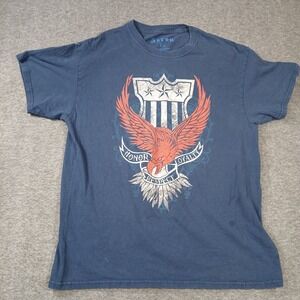 5 Star Mens Graphic T-Shirt Navy Blue Eagle‎ Honor Loyalty Respect Size L